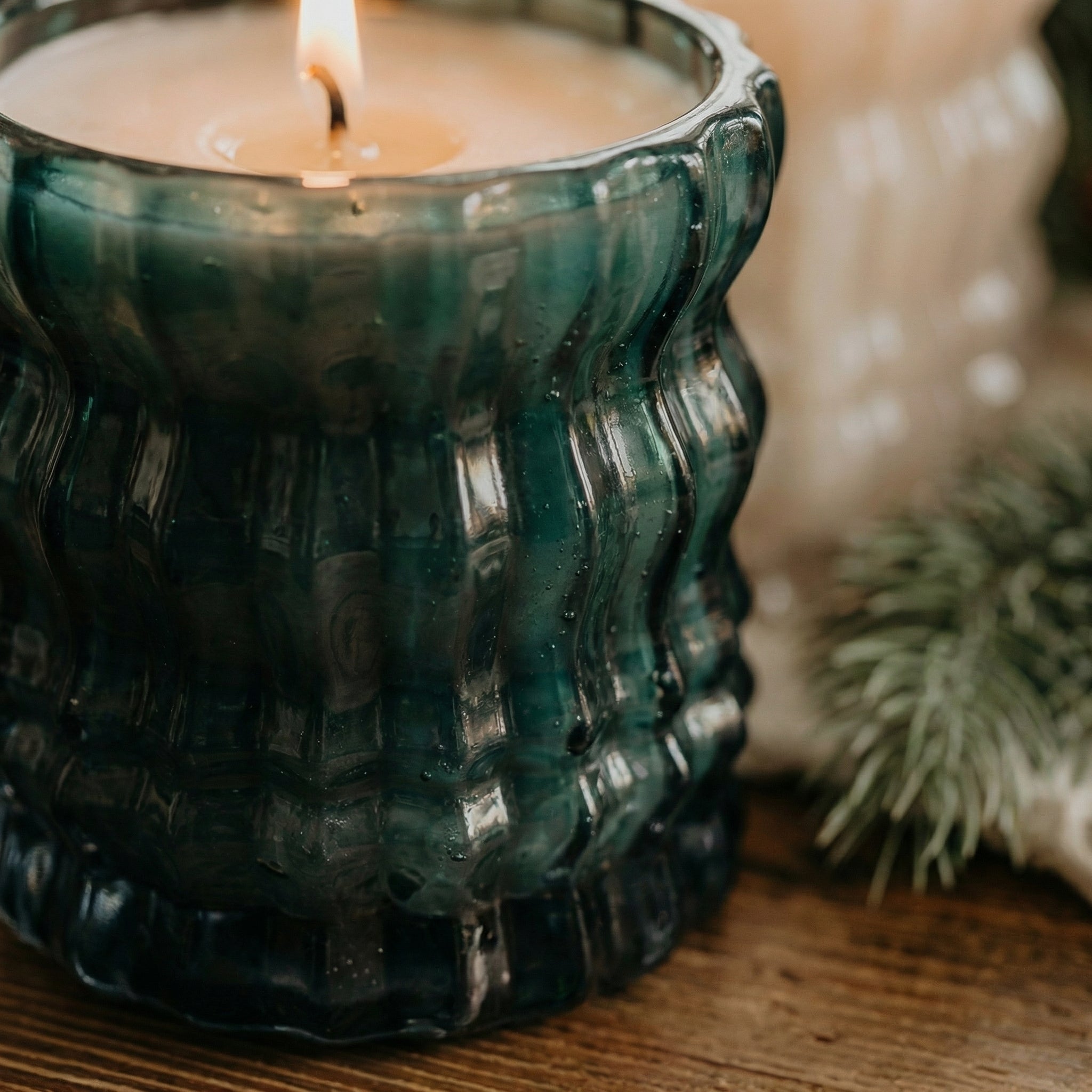 Auden Lueur Holiday Candle Trio of Three 4oz Non-Toxic Scented Candles in Textured Glass Vessels