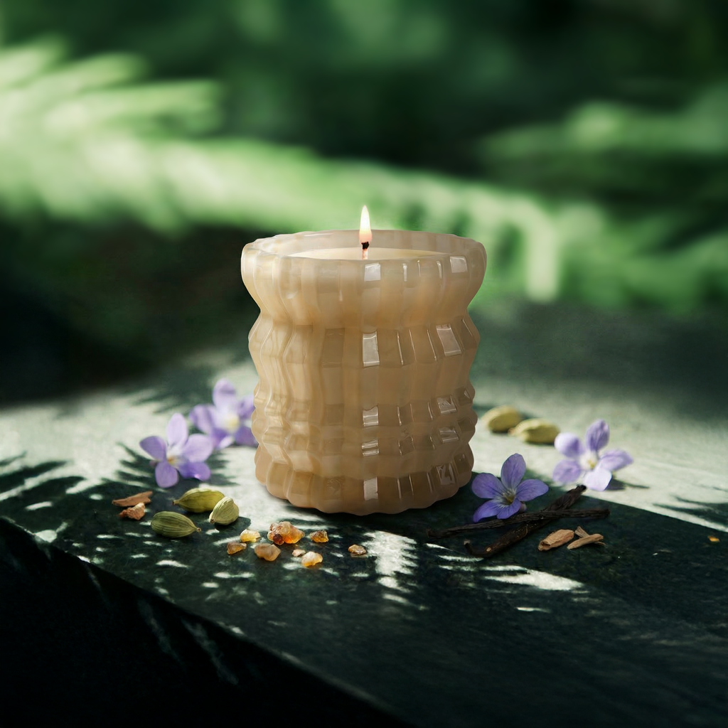 Auden Lueur Ellori 7.5oz Non-Toxic Scented Candle in Textured Glass Vessel