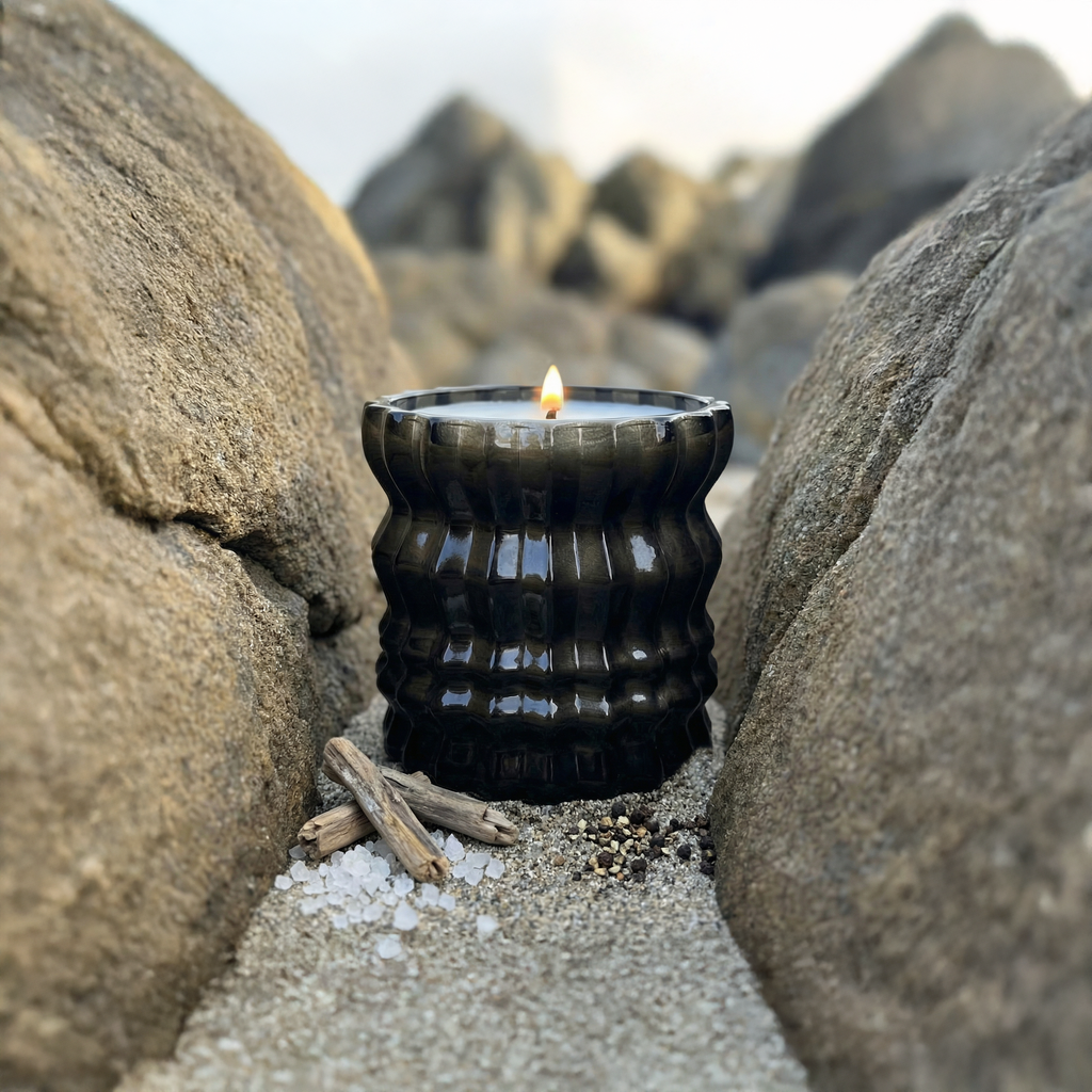 Auden Lueur Maris 8oz Non-Toxic Scented Candle in Textured Glass Vessel