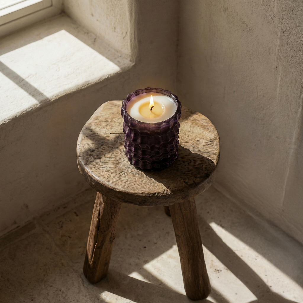 Auden Lueur Provence 8oz Non-Toxic Scented Candle in Textured Glass Vessel