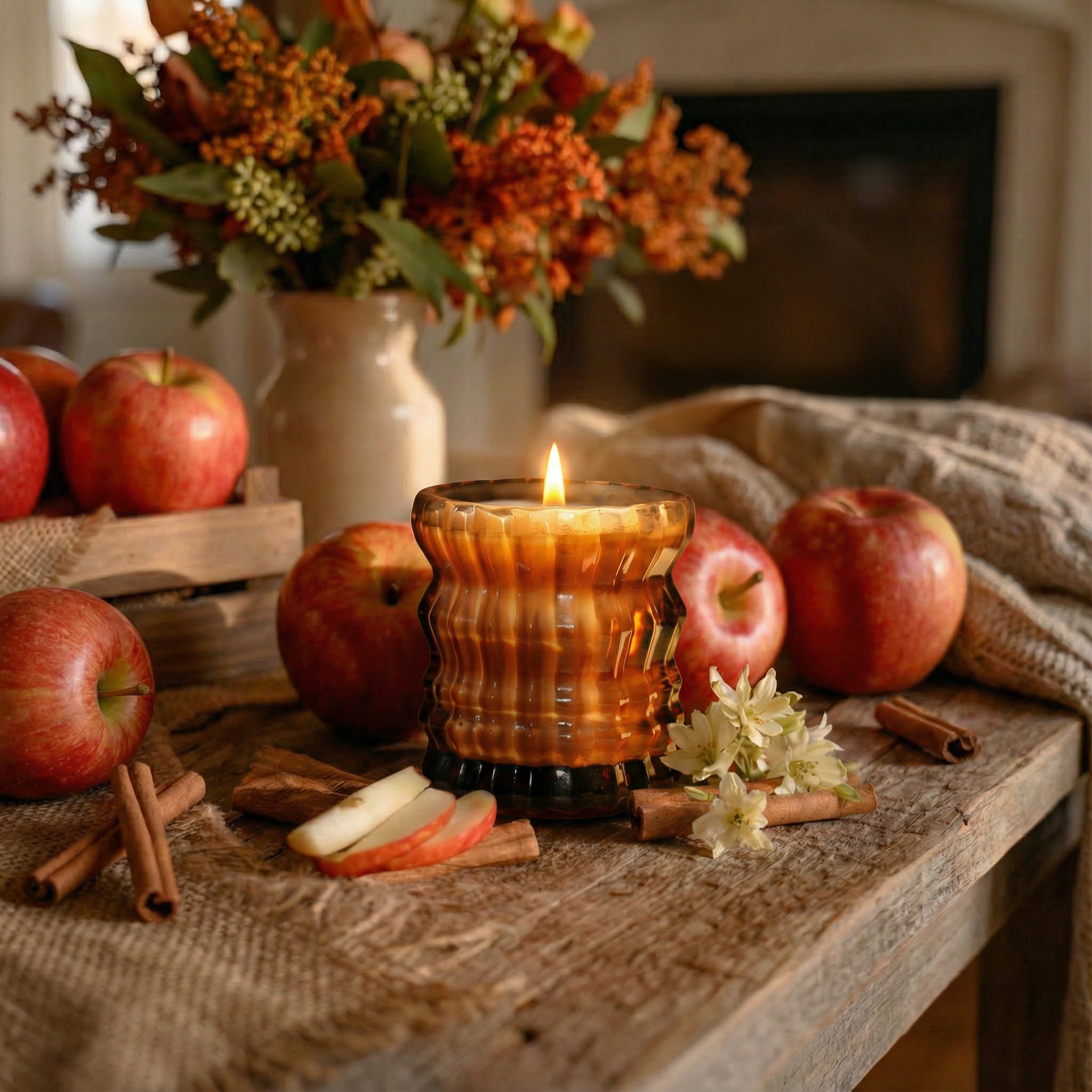 Auden Lueur Autumne 8oz Non-Toxic Scented Candle in Textured Glass Vessel