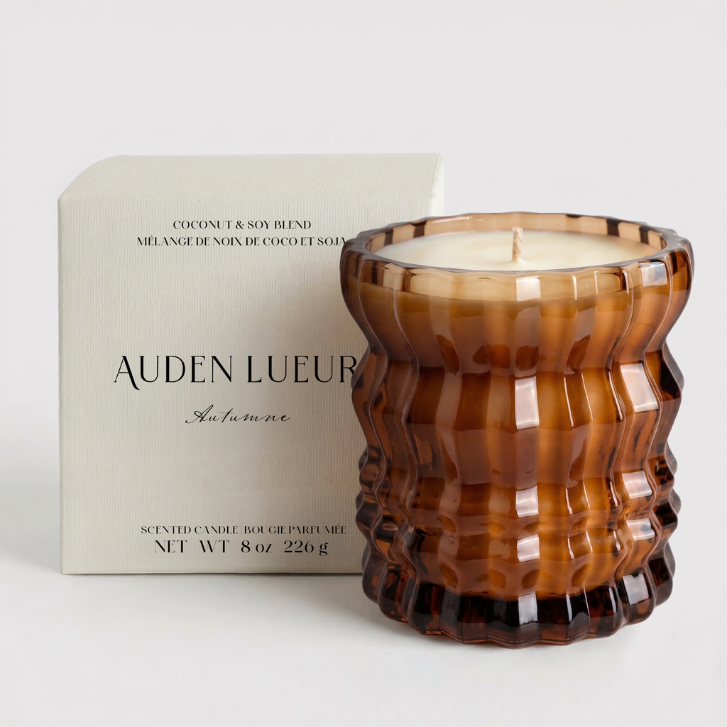 Auden Lueur Autumne 8oz Non-Toxic Scented Candle in Textured Glass Vessel