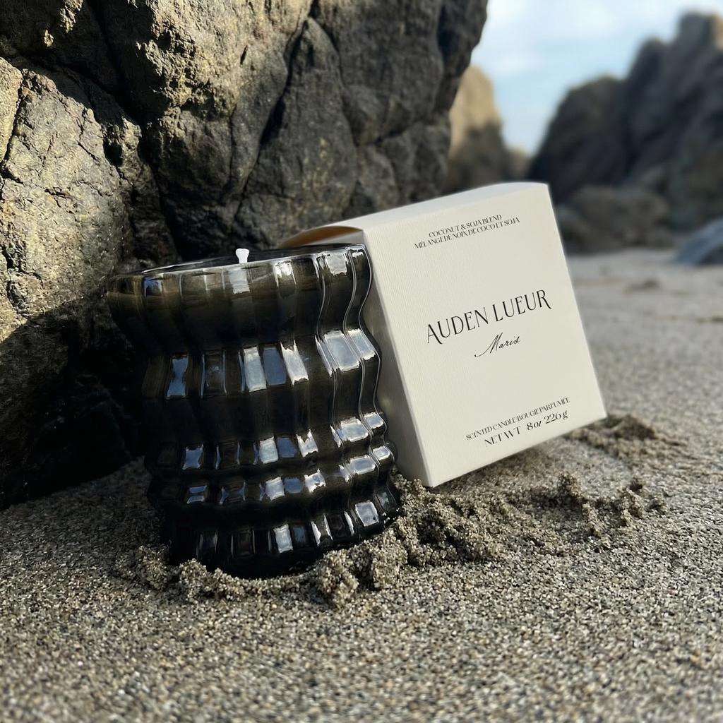 Auden Lueur Maris 8oz Non-Toxic Scented Candle in Textured Glass Vessel