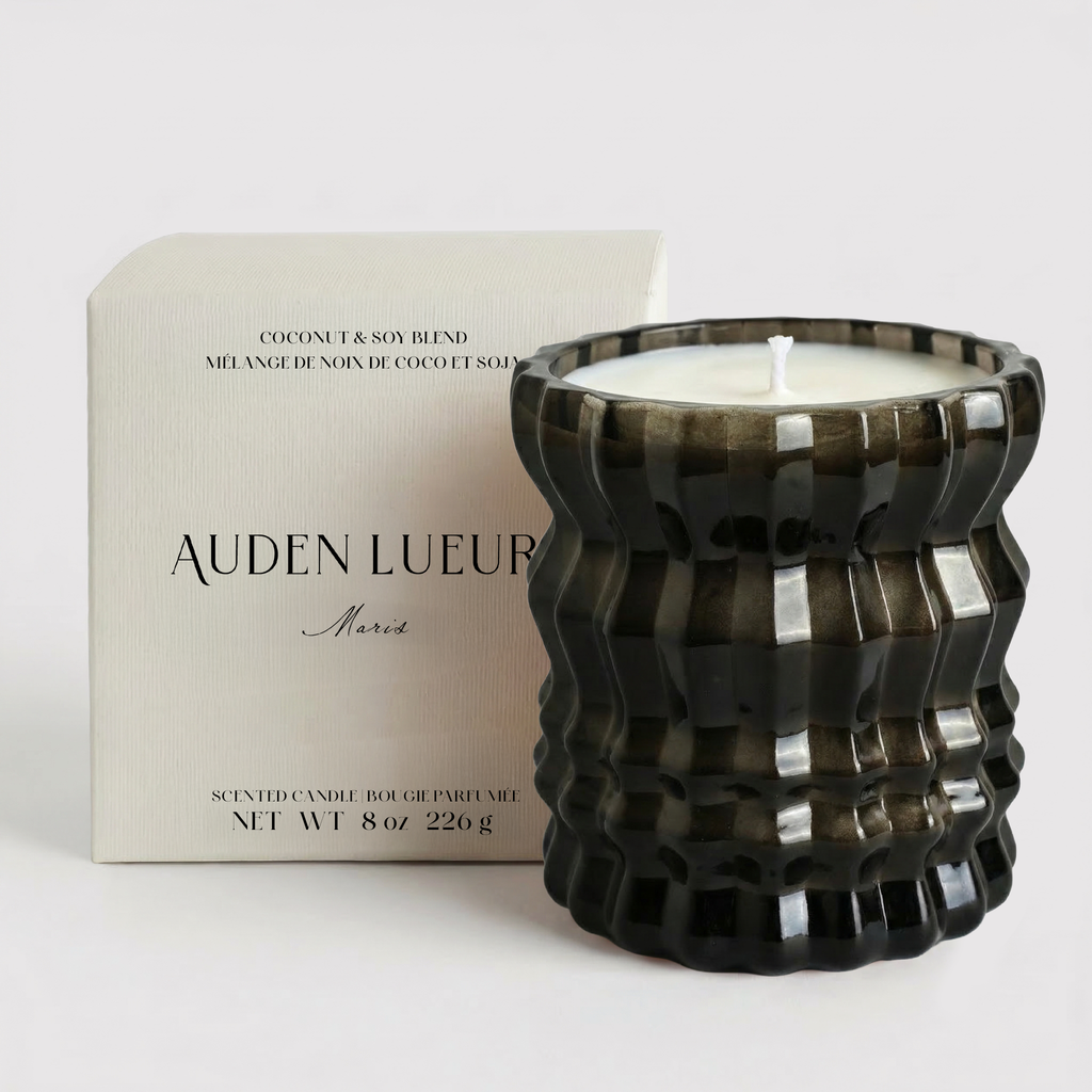 Auden Lueur Maris 8oz Non-Toxic Scented Candle in Textured Glass Vessel