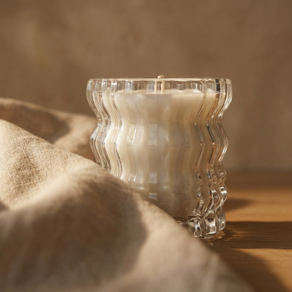 Auden Lueur Noix 8oz Non-Toxic Scented Candle in Textured Glass Vessel