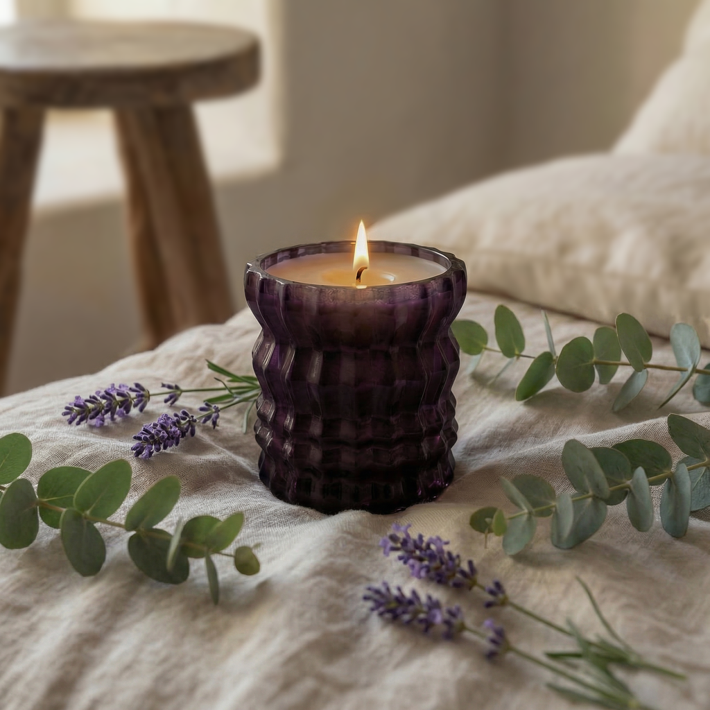 Auden Lueur Provence 8oz Non-Toxic Scented Candle in Textured Glass Vessel