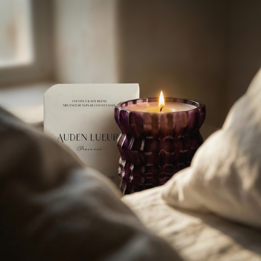 Auden Lueur Provence 8oz Non-Toxic Scented Candle in Textured Glass Vessel