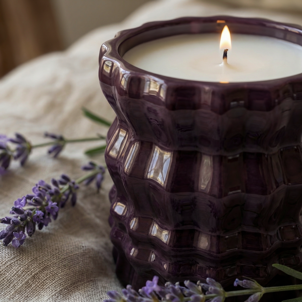 Auden Lueur Provence 8oz Non-Toxic Scented Candle in Textured Glass Vessel