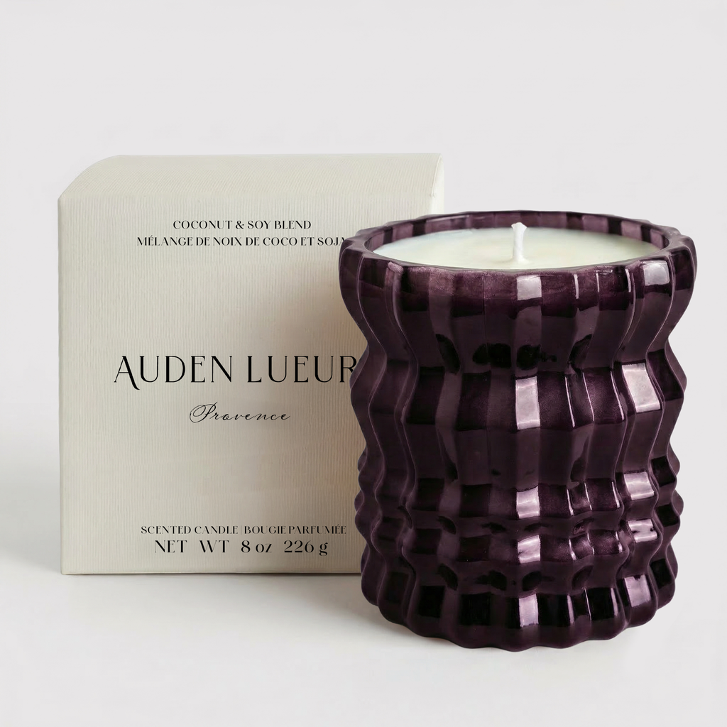 Auden Lueur Provence 8oz Non-Toxic Scented Candle in Textured Glass Vessel