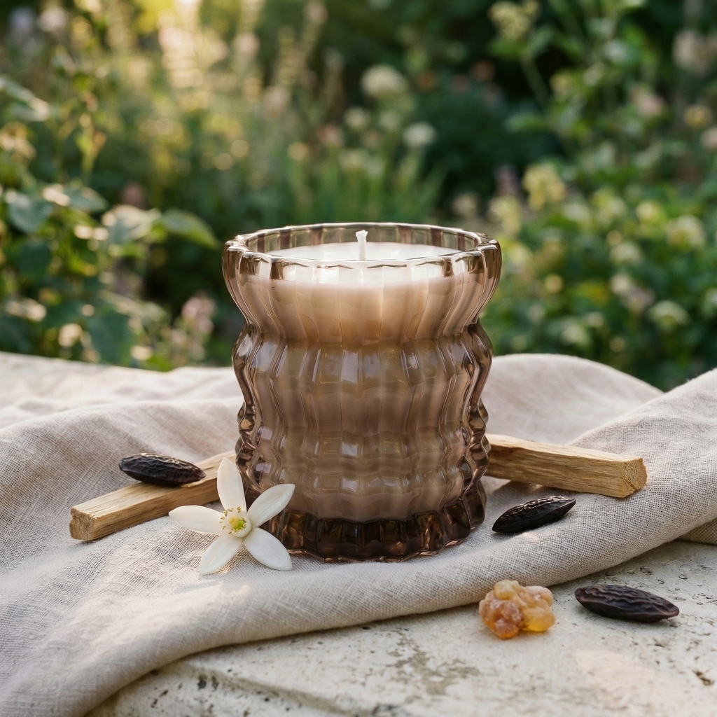 Auden Lueur Willow 8oz Non-Toxic Scented Candle in Textured Glass Vessel
