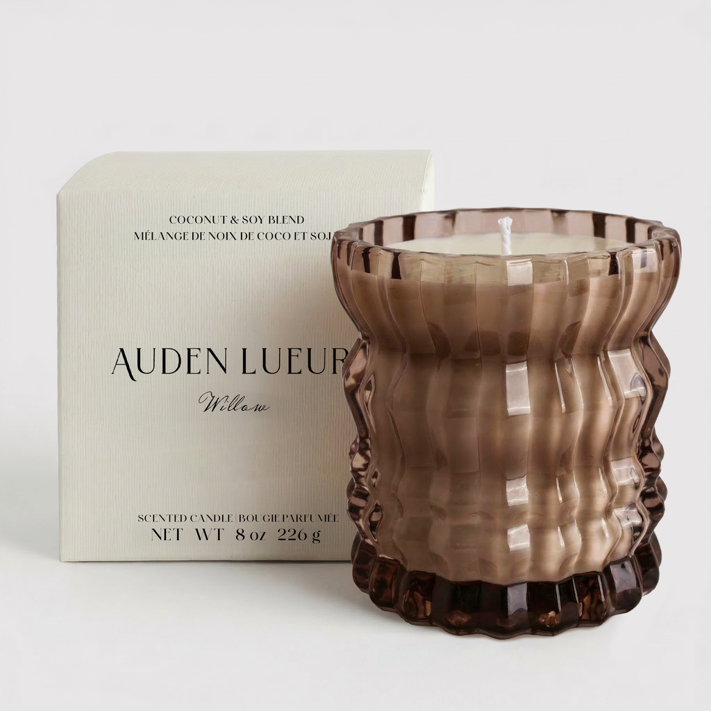 Auden Lueur Willow 8oz Non-Toxic Scented Candle in Textured Glass Vessel